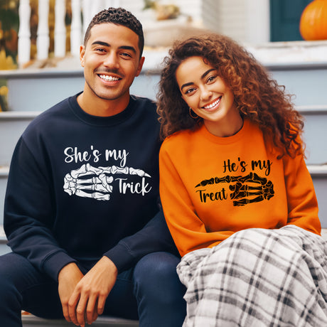 Perfect matching couples halloween sweatshirts. So cute to wear during October with your boo. all SKUs