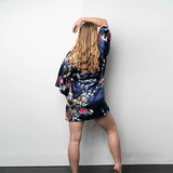 Short Length Robes Navy Blue Back View