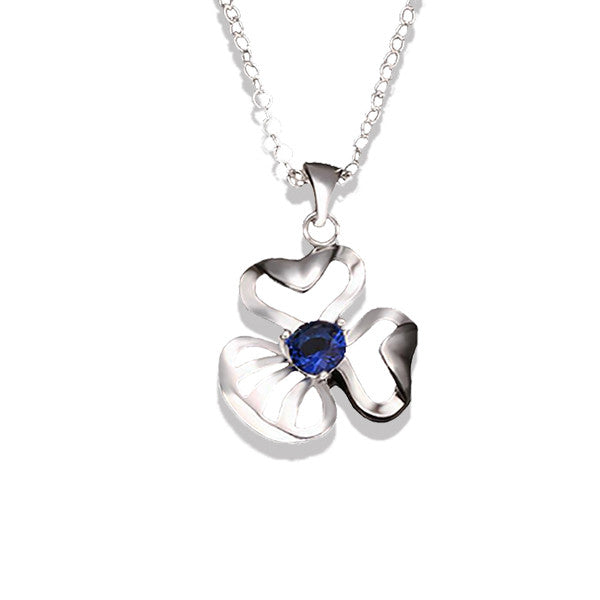 Simple Elegance Silver-Plated Blue Crystal Pendant Necklace - Gifts Are Blue - 1