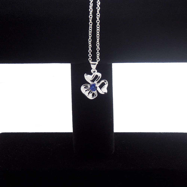 Simple Elegance Silver-Plated Blue Crystal Pendant Necklace - Gifts Are Blue - 3