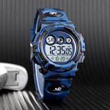 Boys Digital Military Sports Watch, 50M Water Resistant, 7 to 11 year olds, Gift Box, 1547, Lifestyle, Dark Blue Camo