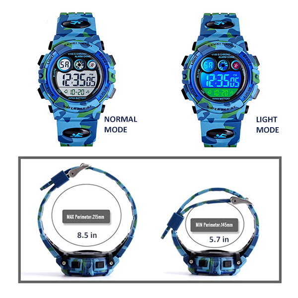 Boys Digital Military Sports Watch, 50M Water Resistant, 7 to 11 year olds, Gift Box, 1547, LED Light, all SKUs