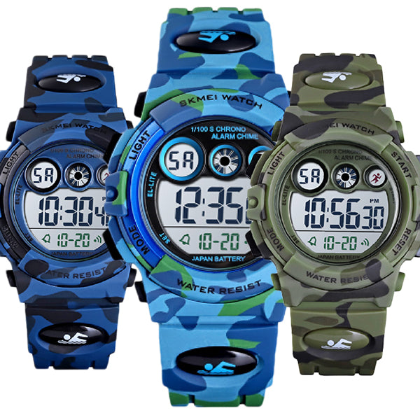 Boys Digital Military Sports Watch, 50M Water Resistant, 7 to 11 year olds, Gift Box, 1547, Variety, all SKUs