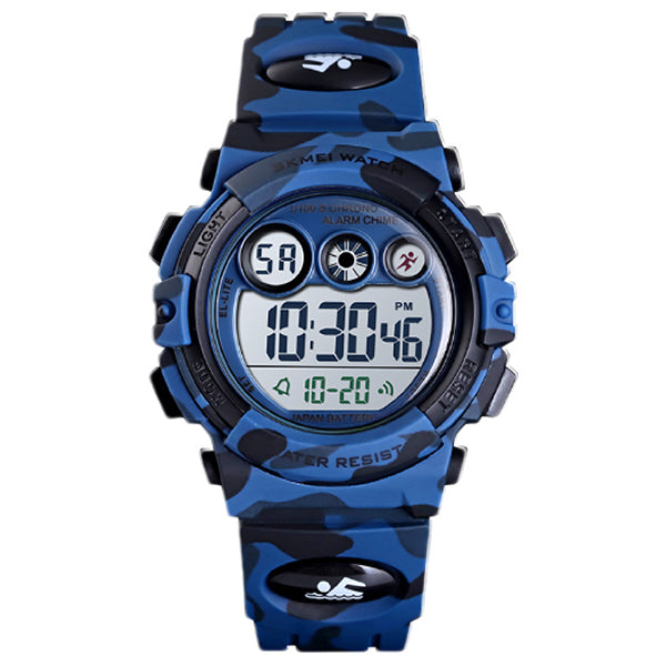 Boys Digital Military Sports Watch, 50M Water Resistant, 7 to 11 year olds, Gift Box, 1547, Main, Dark Blue Camo