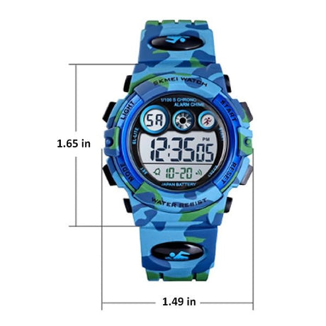 Boys Digital Military Sports Watch, 50M Water Resistant, 7 to 11 year olds, Gift Box, 1547, Measurements, all SKUs