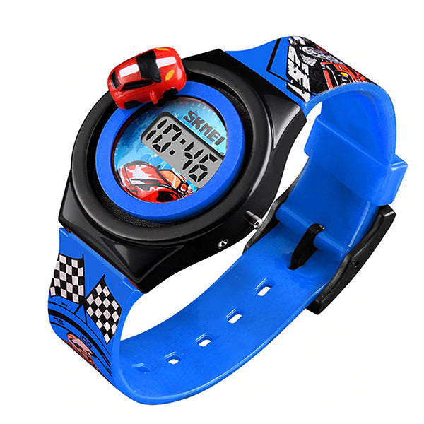 SKMEI Boys Digital Watch with Rotatable Car, Blue