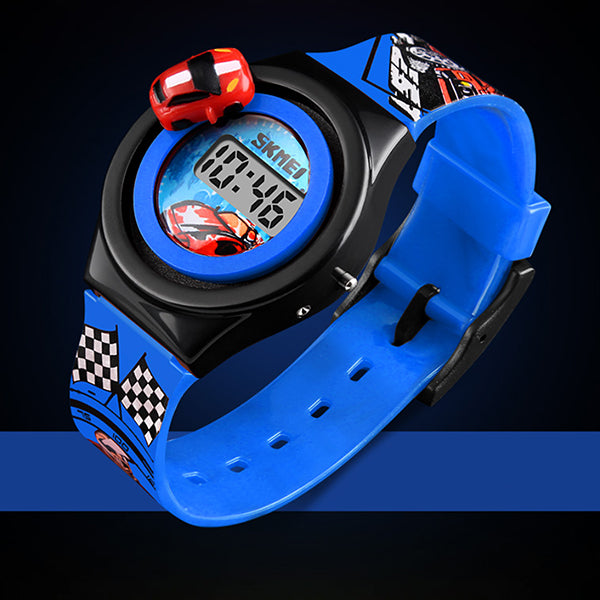 SKMEI Boys Digital Watch with Rotatable Car, Alt 2, Blue