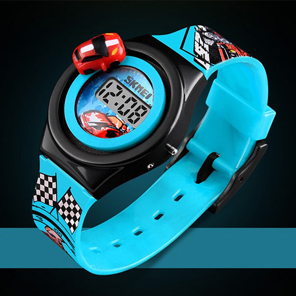 SKMEI Boys Digital Watch with Rotatable Car, Alt 2, Light Blue