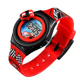 SKMEI Boys Digital Watch with Rotatable Car, Red