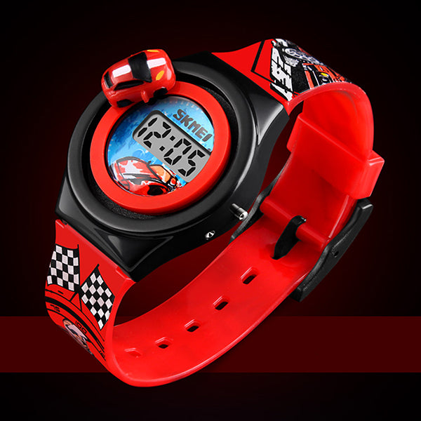 SKMEI Boys Digital Watch with Rotatable Car, Alt 2, Red