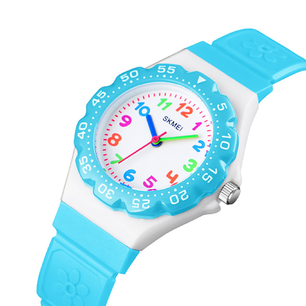 Skmei Little Kids 50M Waterproof Watch, Girls, Round, Light Blue