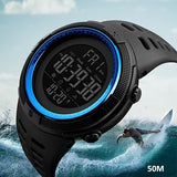 SKMEI Mens Digital Multifunctional Sports Watch, 50M Water Resistant, Blue/Black