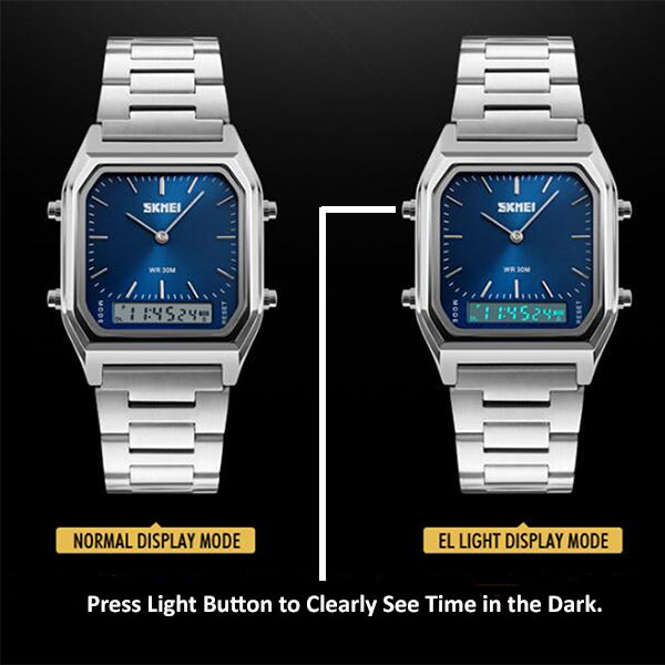 SKMEI Mens Fashionable Watch, Dual Analog w Digital, 30M Water