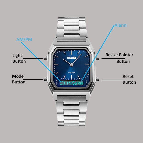 SKMEI Mens Fashionable Watch, Dual Analog w Digital, all SKUs