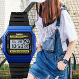 SKMEI Unisex LED Digital Sport Silicone Watch, 50M Water Resistant, Model, Blue