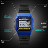 SKMEI Unisex LED Digital Sport Silicone Watch, 50M Water Resistant, Functions, Blue