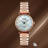 SKMEI Womens Elegant Fashion Watch w Rhinestones, Model, Rose Shell