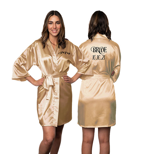 Bridesmaid Robe Set of 8, Personalized Robes in Front & Back, 26 Colors, 3T-6XL