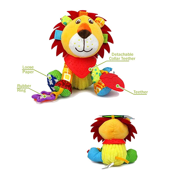 Sozzy Plush Baby Animals Multi Sensory Developmental Activity Toy, 3 to 36 Months, Details, Orange Lion