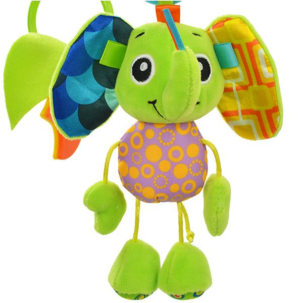 Sozzy Plush Baby Toy Hanging Monkey for Crib or Stroller, Smiling Elephant