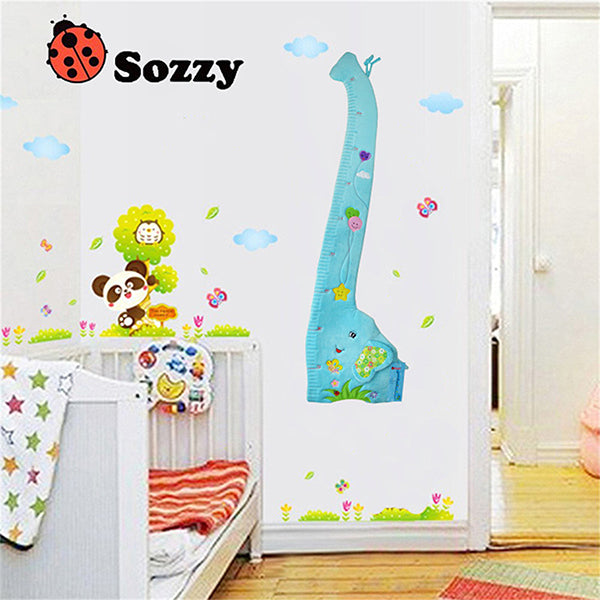 sozzy blue elephant height ruler nursery