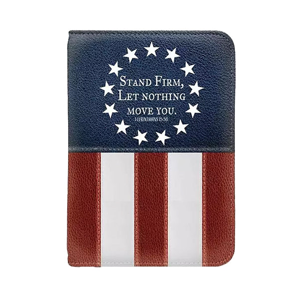 Stand Firm Zippered Journal - Patriotic Design with Stars & Stripes - for Christian Devotional