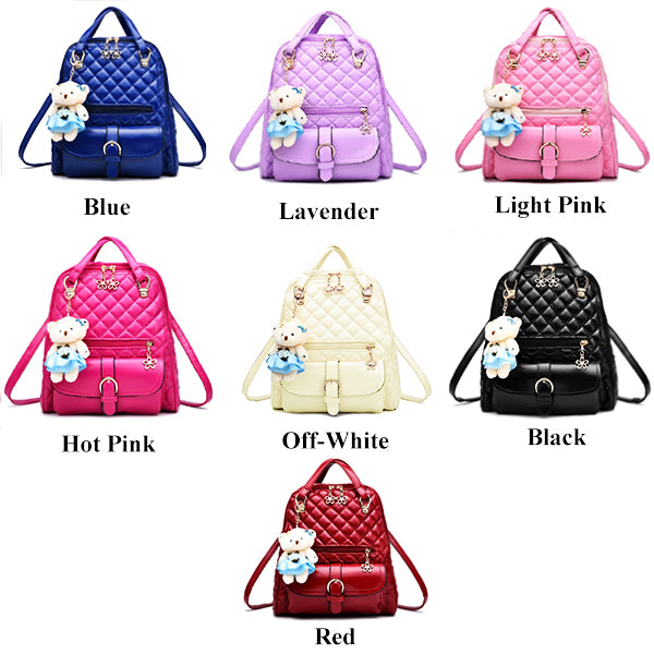 Stylish Plush Backpack with Teddy Bear Charm, Colors, all SKUs