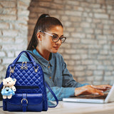 Stylish Plush Backpack with Teddy Bear Charm, Model, Blue