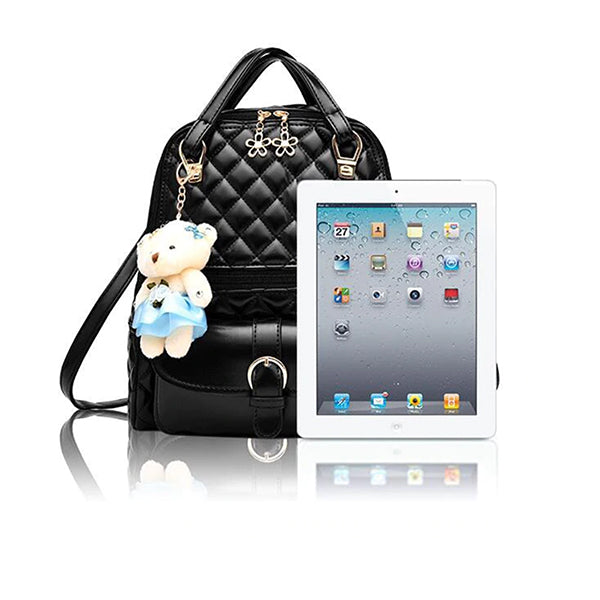 Stylish Plush Backpack with Teddy Bear Charm, iPad Compare, all SKUs