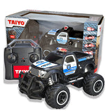Taiyo RC Mini Police Truck, Off Road Capabilities, Fast, Handset Remote Control, Ages 4+-Black-with-box