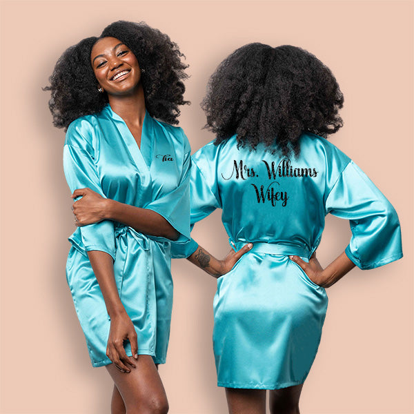 Custom Tiffany Blue Robes for Women and Girls for Weddings, Bachelorette, Quinceañera, and Birthday