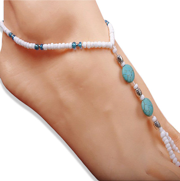 Turquoise Blue and White Stretchable Beach Wedding Footwear - Gifts Are Blue - 1