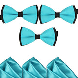 Mens Blue and Black Formal Event Pre-Tied Bow Ties and Pocket Square Sets - Gifts Are Blue - 6