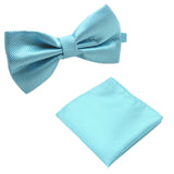 Solid Matching Pre-Tied Bow Tie and Pocket Square Sets for For Formal Events - Gifts Are Blue - 8