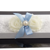 Vintage White and Blue Bride Wedding Garter with Flower and Ribbon - Gifts Are Blue - 2