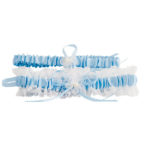 White and Blue Lace Wedding Garter Sets for Bride - Gifts Are Blue - 1