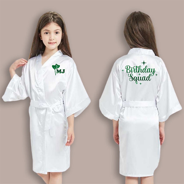 Pretty Girl Robes w Birthday Number for Birthday Girl & Birthday Squad, Personalized Girls Bathrobes with Name, Spa Birthday Party Robes