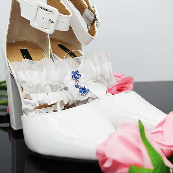 white wedding garter set plus size with flower charm lifestyle 3