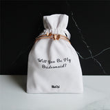 Will You Be My Bridesmaid White Velvet Pouch - Rose Gold Bracelet Jewelry with Cubiz Zirconia (CZ)