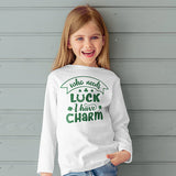 Whether you are a charming man or charming woman this shirt is right on point with the words Who Needs Luck I have Charm.  The perfect St Patricks Day Shirt.