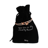 Will You Be My Maid of Honor Jewelry Pouch - Rose Gold Butterfly Bracelet with Titanium and Cubic Zirconia