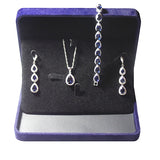 Womens 3 pc Jewelry Set Sterling Silver Sapphire with gift box view