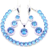 925 Sterling Silver 3 PC Womens Jewelry Set, Blue & White Stones