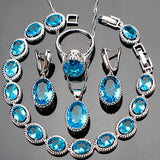 Womens 4pc Topaz Jewelry Set, 925 Sterling Silver, Grey Back, all SKUs