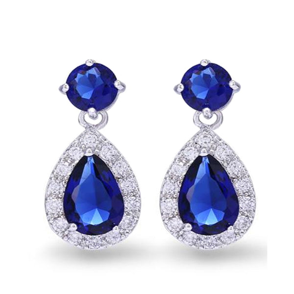 Womens aaa cubic zirconia drop earrings sapphire main