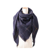 Womens Cashmere Scarf Triangle Style Midnight Blue Color M03 Main