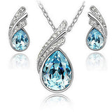 Beautiful Womens Necklace and Earrings Water Drop Jewelry Set