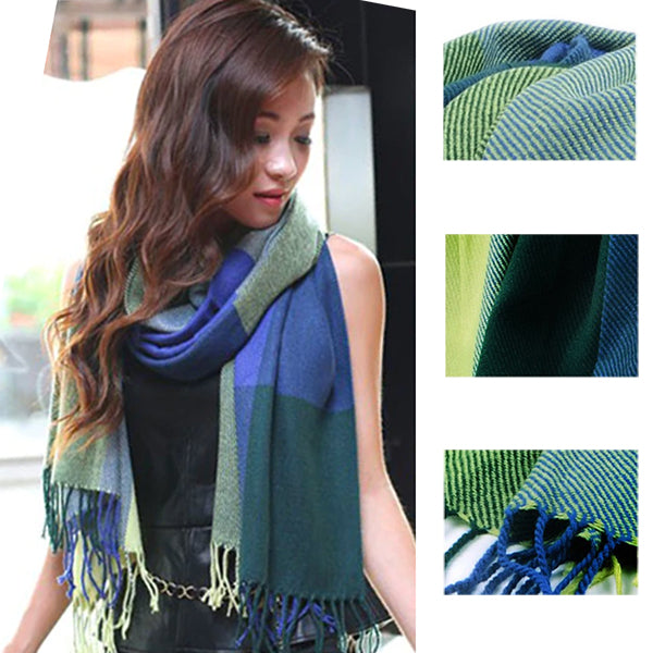 Womens Scarf for Fall and Winter, Blue/Green 07