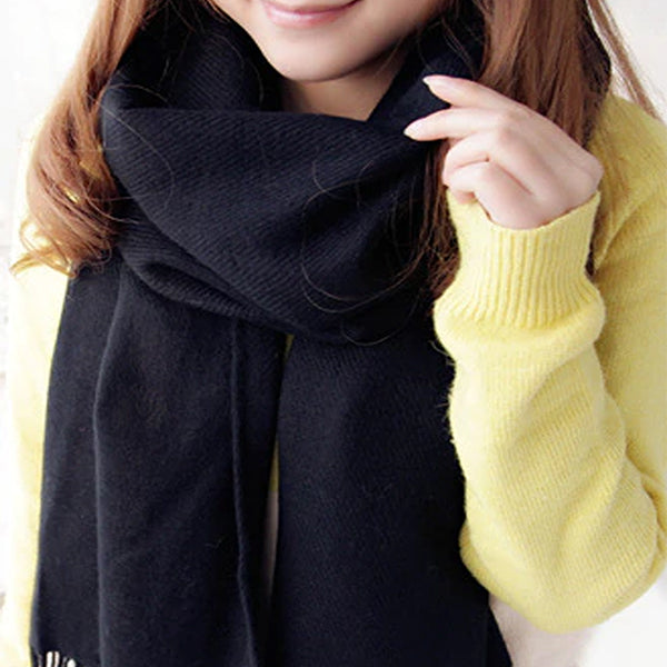 Womens Winter and Fall Scarf, Cashmere; Black
