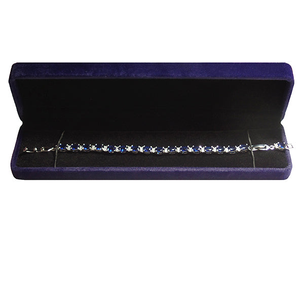 Womens Fashion Sapphire Silver Bracelet in Jewelry Box 2